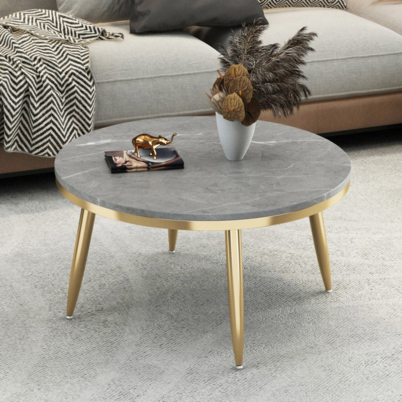 17"H Contemporary Coffee Table Round Stone Coffee Cocktail Table Clearhalo 'Coffee & Accent Tables' 'Coffee Tables' 'coffee_tables' 'furn' 'furn_coffee_tables' 'Furniture' 'Living Room Furniture' 6535601
