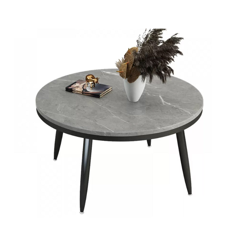 17"H Contemporary Coffee Table Round Stone Coffee Cocktail Table Black Gray Clearhalo 'Coffee & Accent Tables' 'Coffee Tables' 'coffee_tables' 'furn' 'furn_coffee_tables' 'Furniture' 'Living Room Furniture' 6535602