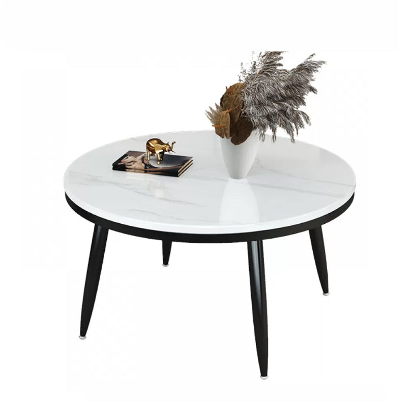 17"H Contemporary Coffee Table Round Stone Coffee Cocktail Table Black White Clearhalo 'Coffee & Accent Tables' 'Coffee Tables' 'coffee_tables' 'furn' 'furn_coffee_tables' 'Furniture' 'Living Room Furniture' 6535603