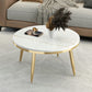 17"H Contemporary Coffee Table Round Stone Coffee Cocktail Table Gold White Gold Clearhalo 'Coffee & Accent Tables' 'Coffee Tables' 'coffee_tables' 'furn' 'furn_coffee_tables' 'Furniture' 'Living Room Furniture' 6535604