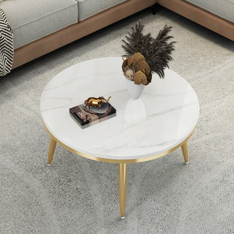 17"H Contemporary Coffee Table Round Stone Coffee Cocktail Table Clearhalo 'Coffee & Accent Tables' 'Coffee Tables' 'coffee_tables' 'furn' 'furn_coffee_tables' 'Furniture' 'Living Room Furniture' 6535608