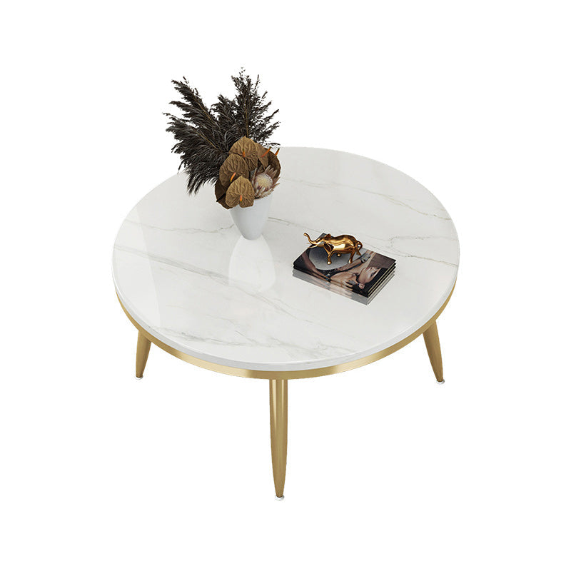 17"H Contemporary Coffee Table Round Stone Coffee Cocktail Table Clearhalo 'Coffee & Accent Tables' 'Coffee Tables' 'coffee_tables' 'furn' 'furn_coffee_tables' 'Furniture' 'Living Room Furniture' 6535610