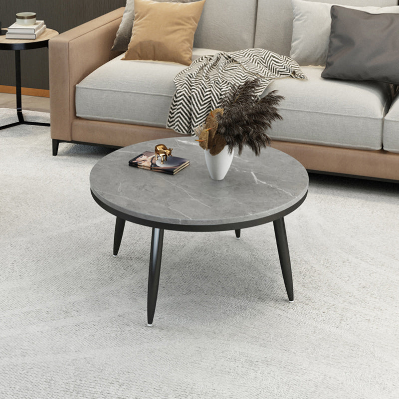 17"H Contemporary Coffee Table Round Stone Coffee Cocktail Table Clearhalo 'Coffee & Accent Tables' 'Coffee Tables' 'coffee_tables' 'furn' 'furn_coffee_tables' 'Furniture' 'Living Room Furniture' 6535615