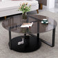 17" Wide Contemporary Coffee Table Round Glass Top Cocktail Table Gray Clear Shelves Included Clearhalo 'Coffee & Accent Tables' 'Coffee Tables' 'coffee_tables' 'furn' 'furn_coffee_tables' 'Furniture' 'Living Room Furniture' 6535625