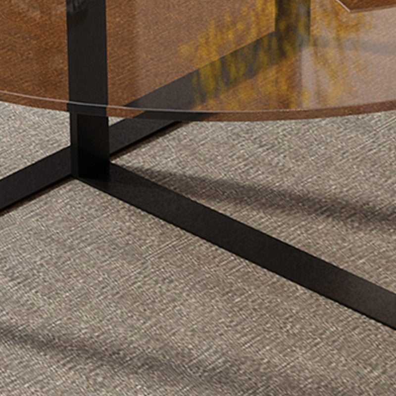 17" Wide Contemporary Coffee Table Round Glass Top Cocktail Table Clearhalo 'Coffee & Accent Tables' 'Coffee Tables' 'coffee_tables' 'furn' 'furn_coffee_tables' 'Furniture' 'Living Room Furniture' 6535633