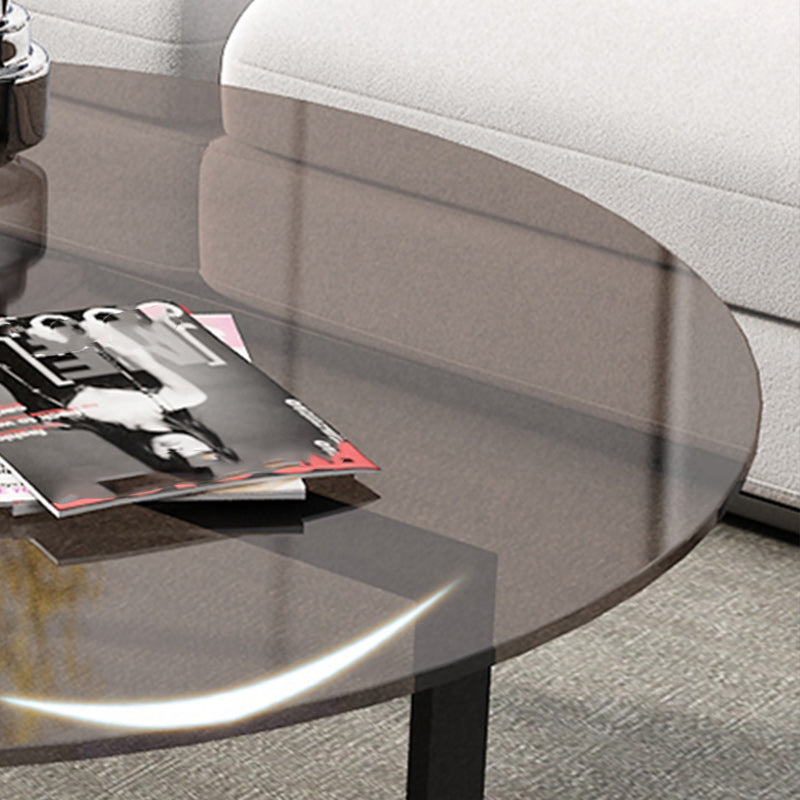 17" Wide Contemporary Coffee Table Round Glass Top Cocktail Table Clearhalo 'Coffee & Accent Tables' 'Coffee Tables' 'coffee_tables' 'furn' 'furn_coffee_tables' 'Furniture' 'Living Room Furniture' 6535634