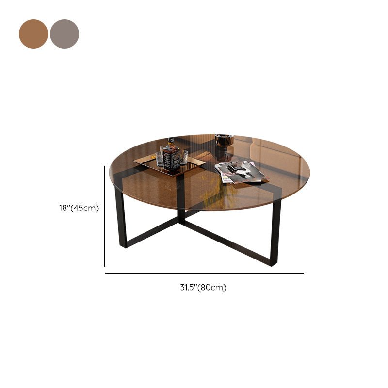 17" Wide Contemporary Coffee Table Round Glass Top Cocktail Table Clearhalo 'Coffee & Accent Tables' 'Coffee Tables' 'coffee_tables' 'furn' 'furn_coffee_tables' 'Furniture' 'Living Room Furniture' 6535638
