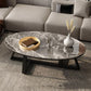 Contemporary Coffee Table Oval Single Stone Coffee Cocktail Table Black Gray Clearhalo 'Coffee & Accent Tables' 'Coffee Tables' 'coffee_tables' 'furn' 'furn_coffee_tables' 'Furniture' 'Living Room Furniture' 6535644