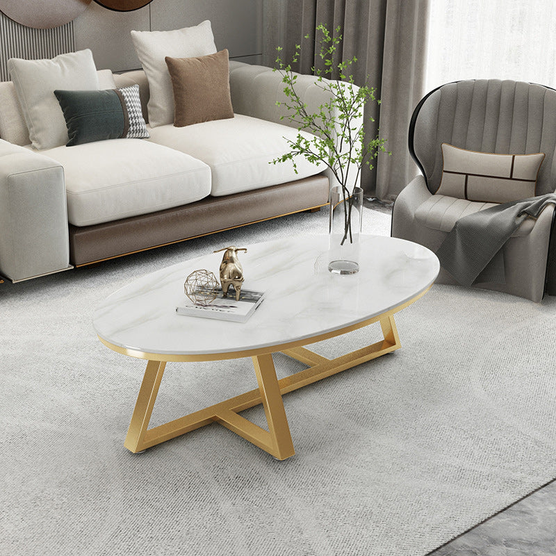 Contemporary Coffee Table Oval Single Stone Coffee Cocktail Table Clearhalo 'Coffee & Accent Tables' 'Coffee Tables' 'coffee_tables' 'furn' 'furn_coffee_tables' 'Furniture' 'Living Room Furniture' 6535647