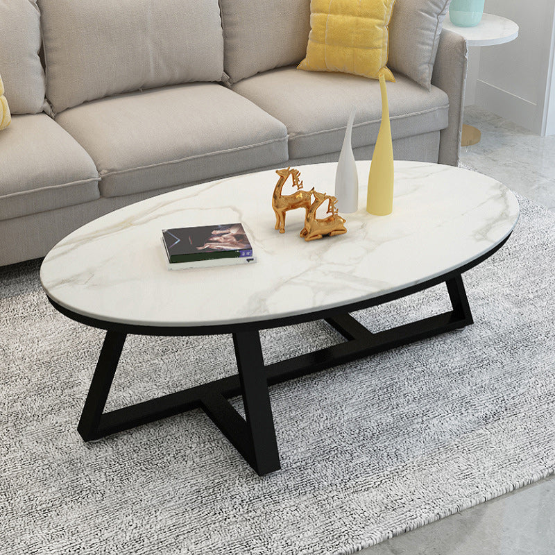 Contemporary Coffee Table Oval Single Stone Coffee Cocktail Table Clearhalo 'Coffee & Accent Tables' 'Coffee Tables' 'coffee_tables' 'furn' 'furn_coffee_tables' 'Furniture' 'Living Room Furniture' 6535648