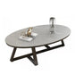 Contemporary Coffee Table Oval Single Stone Coffee Cocktail Table Black Light Gray Clearhalo 'Coffee & Accent Tables' 'Coffee Tables' 'coffee_tables' 'furn' 'furn_coffee_tables' 'Furniture' 'Living Room Furniture' 6535650