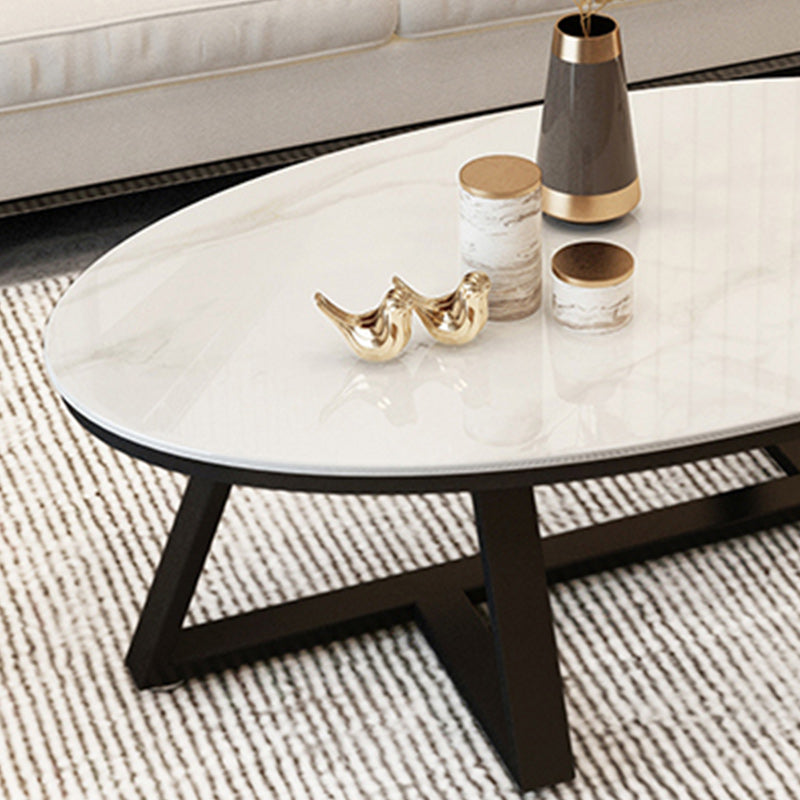 Contemporary Coffee Table Oval Single Stone Coffee Cocktail Table Clearhalo 'Coffee & Accent Tables' 'Coffee Tables' 'coffee_tables' 'furn' 'furn_coffee_tables' 'Furniture' 'Living Room Furniture' 6535654