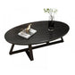 Contemporary Coffee Table Oval Single Stone Coffee Cocktail Table 39.5"L x 19.5"W x 18"H Black Black Gold Clearhalo 'Coffee & Accent Tables' 'Coffee Tables' 'coffee_tables' 'furn' 'furn_coffee_tables' 'Furniture' 'Living Room Furniture' 6535655