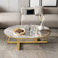 Contemporary Coffee Table Oval Single Stone Coffee Cocktail Table Gold Gray Clearhalo 'Coffee & Accent Tables' 'Coffee Tables' 'coffee_tables' 'furn' 'furn_coffee_tables' 'Furniture' 'Living Room Furniture' 6535657