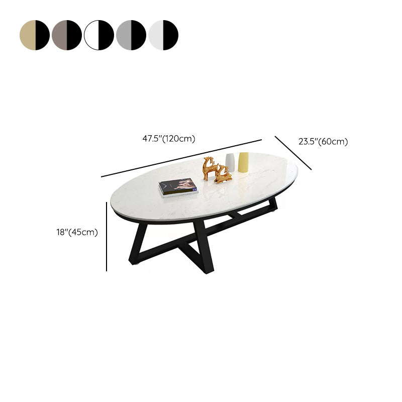 Contemporary Coffee Table Oval Single Stone Coffee Cocktail Table Clearhalo 'Coffee & Accent Tables' 'Coffee Tables' 'coffee_tables' 'furn' 'furn_coffee_tables' 'Furniture' 'Living Room Furniture' 6535665