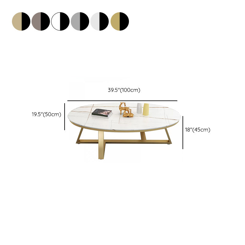 Contemporary Coffee Table Oval Single Stone Coffee Cocktail Table Clearhalo 'Coffee & Accent Tables' 'Coffee Tables' 'coffee_tables' 'furn' 'furn_coffee_tables' 'Furniture' 'Living Room Furniture' 6535667