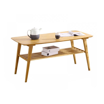 Contemporary Coffee Table 4 Legs Wooden Cocktail Table with Storage 31.5"L x 16"W x 18"H Natural Clearhalo 'Coffee & Accent Tables' 'Coffee Tables' 'coffee_tables' 'furn' 'furn_coffee_tables' 'Furniture' 'Living Room Furniture' 6535672