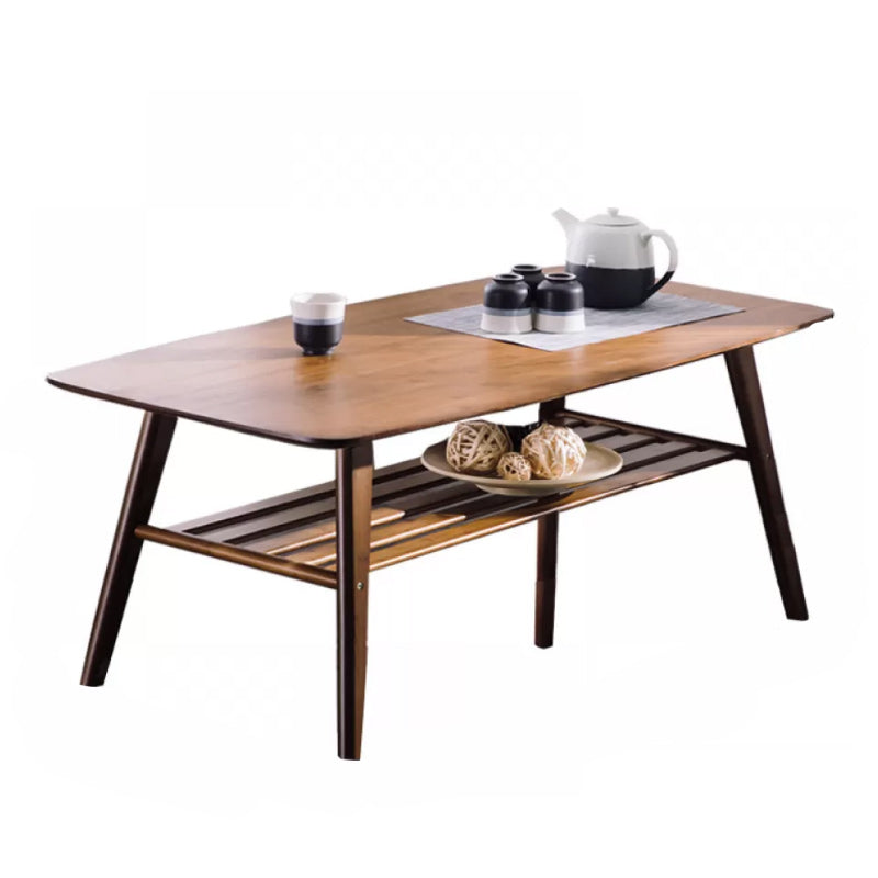 Contemporary Coffee Table 4 Legs Wooden Cocktail Table with Storage Walnut Clearhalo 'Coffee & Accent Tables' 'Coffee Tables' 'coffee_tables' 'furn' 'furn_coffee_tables' 'Furniture' 'Living Room Furniture' 6535674