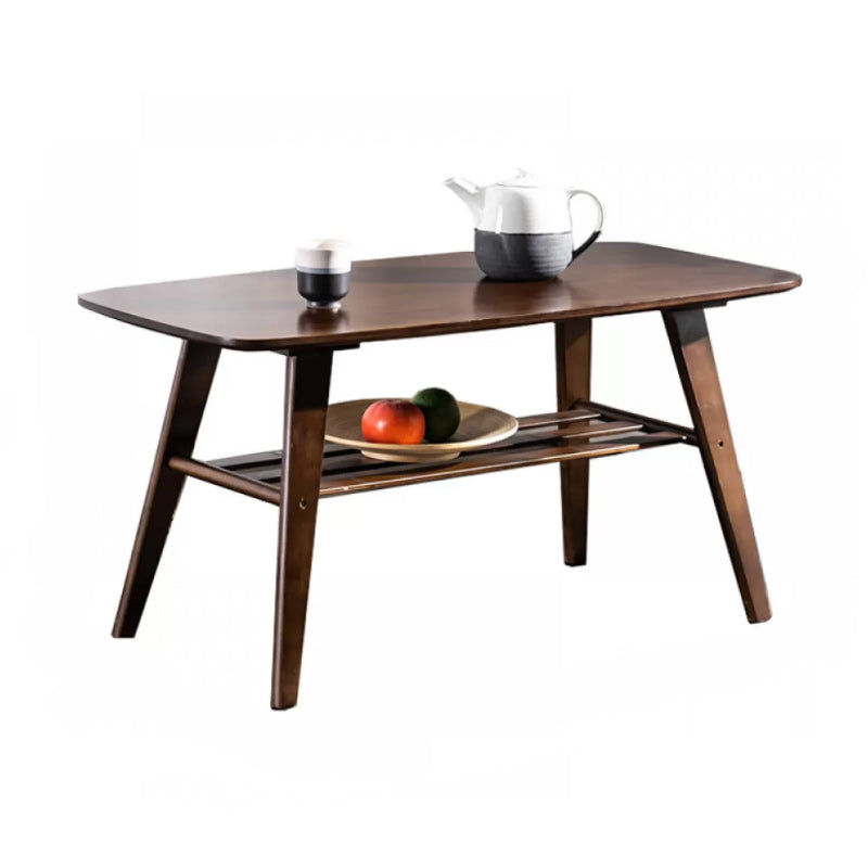 Contemporary Coffee Table 4 Legs Wooden Cocktail Table with Storage 39.5"L x 20"W x 20"H Dark Walnut Clearhalo 'Coffee & Accent Tables' 'Coffee Tables' 'coffee_tables' 'furn' 'furn_coffee_tables' 'Furniture' 'Living Room Furniture' 6535675