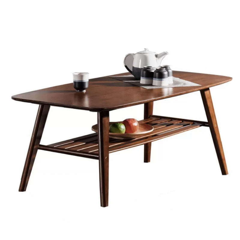 Contemporary Coffee Table 4 Legs Wooden Cocktail Table with Storage 47"L x 24"W x 20"H Dark Walnut Clearhalo 'Coffee & Accent Tables' 'Coffee Tables' 'coffee_tables' 'furn' 'furn_coffee_tables' 'Furniture' 'Living Room Furniture' 6535678