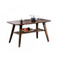 Contemporary Coffee Table 4 Legs Wooden Cocktail Table with Storage 31.5"L x 16"W x 18"H Dark Walnut Clearhalo 'Coffee & Accent Tables' 'Coffee Tables' 'coffee_tables' 'furn' 'furn_coffee_tables' 'Furniture' 'Living Room Furniture' 6535679