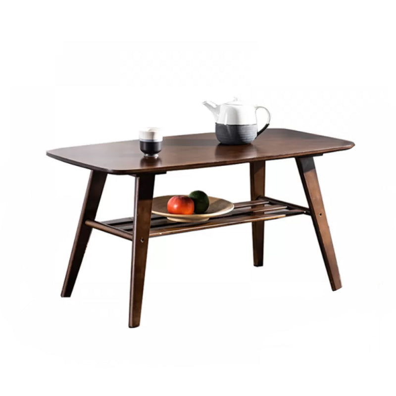 Contemporary Coffee Table 4 Legs Wooden Cocktail Table with Storage 31.5"L x 16"W x 18"H Dark Walnut Clearhalo 'Coffee & Accent Tables' 'Coffee Tables' 'coffee_tables' 'furn' 'furn_coffee_tables' 'Furniture' 'Living Room Furniture' 6535679