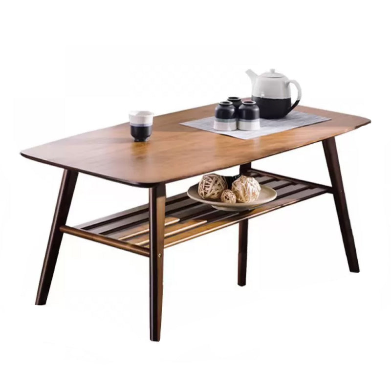 Contemporary Coffee Table 4 Legs Wooden Cocktail Table with Storage 47"L x 24"W x 24"H Walnut Clearhalo 'Coffee & Accent Tables' 'Coffee Tables' 'coffee_tables' 'furn' 'furn_coffee_tables' 'Furniture' 'Living Room Furniture' 6535681