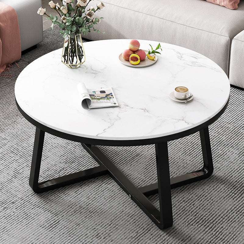 Stone Geometric Contemporary Coffee Table Cross Legs Coffee Table Clearhalo 'Coffee & Accent Tables' 'Coffee Tables' 'coffee_tables' 'furn' 'furn_coffee_tables' 'Furniture' 'Living Room Furniture' 6535713