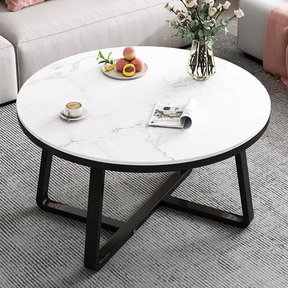 Stone Geometric Contemporary Coffee Table Cross Legs Coffee Table Black Clearhalo 'Coffee & Accent Tables' 'Coffee Tables' 'coffee_tables' 'furn' 'furn_coffee_tables' 'Furniture' 'Living Room Furniture' 6535716