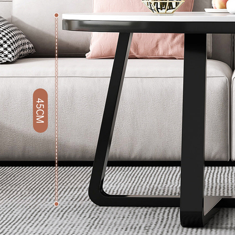 Stone Geometric Contemporary Coffee Table Cross Legs Coffee Table Clearhalo 'Coffee & Accent Tables' 'Coffee Tables' 'coffee_tables' 'furn' 'furn_coffee_tables' 'Furniture' 'Living Room Furniture' 6535720