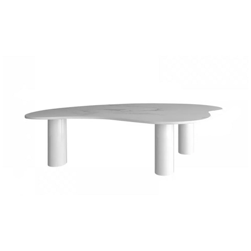 Stone Geometric Contemporary Coffee Table 3 Legs Coffee Table Ivory Clearhalo 'Coffee & Accent Tables' 'Coffee Tables' 'coffee_tables' 'furn' 'furn_coffee_tables' 'Furniture' 'Living Room Furniture' 6535728