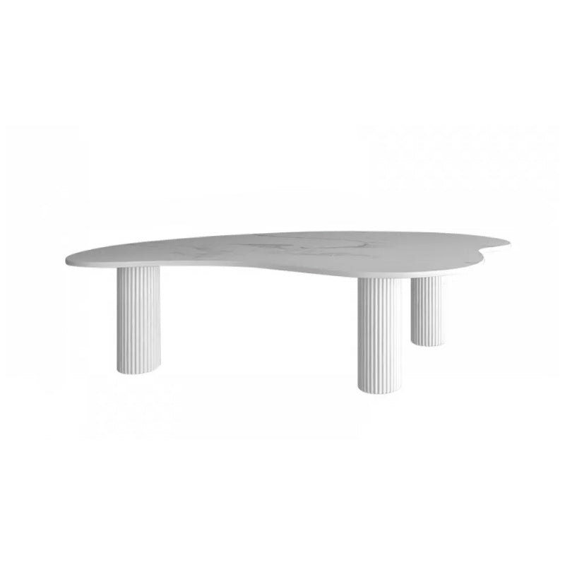 Stone Geometric Contemporary Coffee Table 3 Legs Coffee Table 47"L x 27"W x 16"H Gloss White Clearhalo 'Coffee & Accent Tables' 'Coffee Tables' 'coffee_tables' 'furn' 'furn_coffee_tables' 'Furniture' 'Living Room Furniture' 6535730