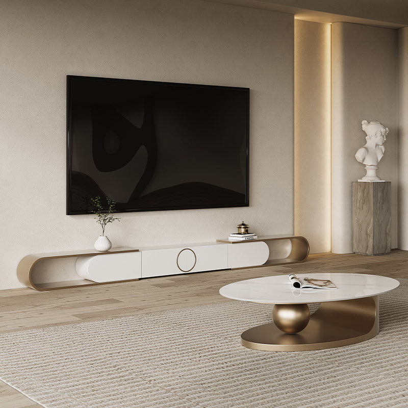 Stone Oval Contemporary Coffee Table Single Pedestal Coffee Table Clearhalo 'Coffee & Accent Tables' 'Coffee Tables' 'coffee_tables' 'furn' 'furn_coffee_tables' 'Furniture' 'Living Room Furniture' 6535743