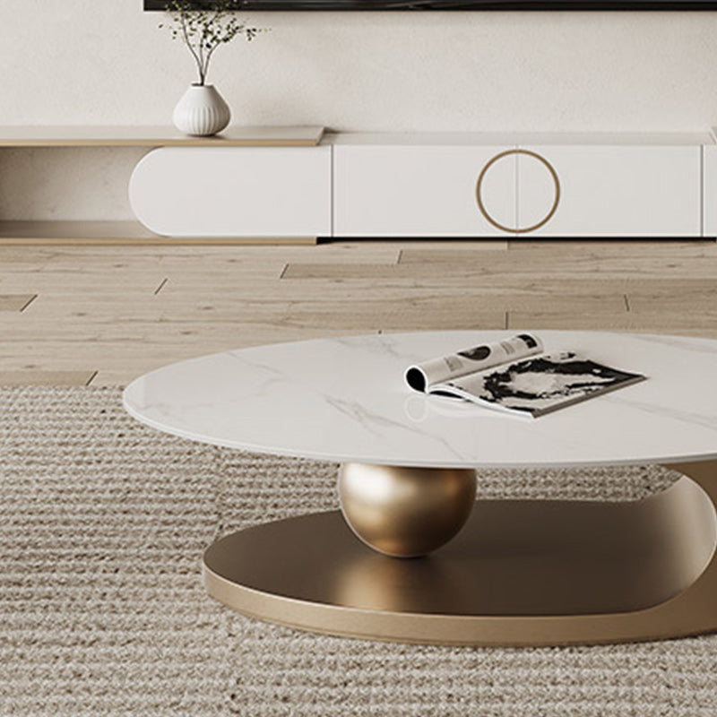 Stone Oval Contemporary Coffee Table Single Pedestal Coffee Table Clearhalo 'Coffee & Accent Tables' 'Coffee Tables' 'coffee_tables' 'furn' 'furn_coffee_tables' 'Furniture' 'Living Room Furniture' 6535747