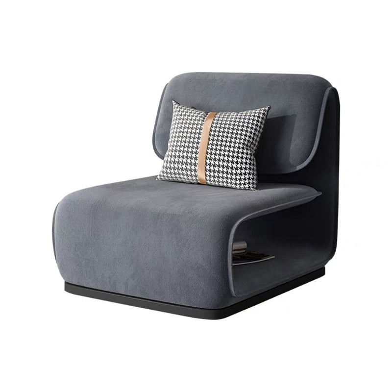 Armless Fixed Back Lounge Chair Modern Living Room Accent Chair Light Gray Flannel 1 Piece Clearhalo 'Accent Chairs' 'accent_chairs' 'Chairs & Seating' 'furn' 'furn_accent_chairs' 'Furniture' 'Living Room Furniture' 6535766