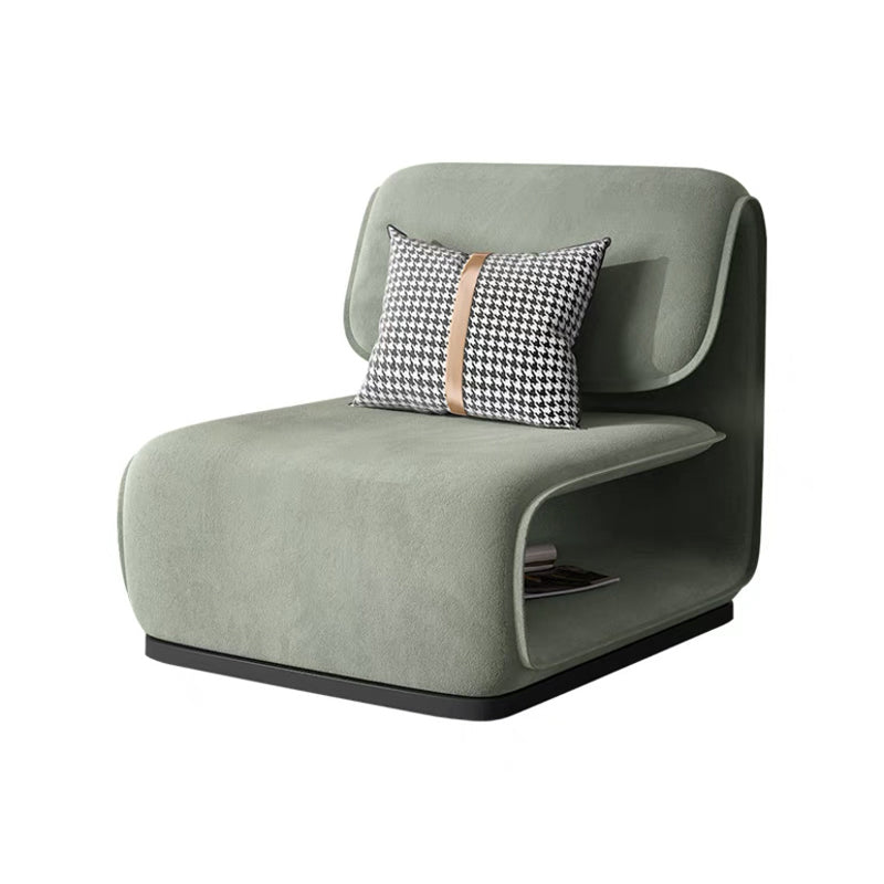 Armless Fixed Back Lounge Chair Modern Living Room Accent Chair Light Green Flannel 1 Piece Clearhalo 'Accent Chairs' 'accent_chairs' 'Chairs & Seating' 'furn' 'furn_accent_chairs' 'Furniture' 'Living Room Furniture' 6535768