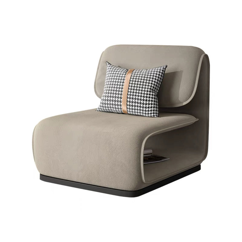 Armless Fixed Back Lounge Chair Modern Living Room Accent Chair Khaki Flannel 1 Piece Clearhalo 'Accent Chairs' 'accent_chairs' 'Chairs & Seating' 'furn' 'furn_accent_chairs' 'Furniture' 'Living Room Furniture' 6535769