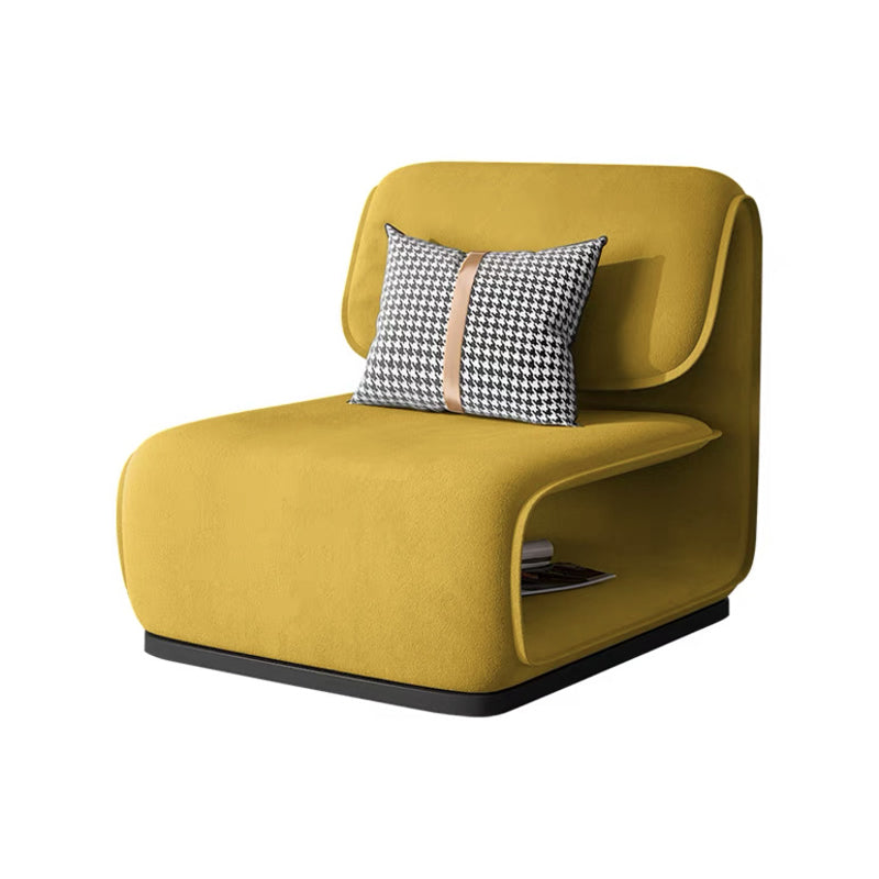 Armless Fixed Back Lounge Chair Modern Living Room Accent Chair Ginger Flannel 1 Piece Clearhalo 'Accent Chairs' 'accent_chairs' 'Chairs & Seating' 'furn' 'furn_accent_chairs' 'Furniture' 'Living Room Furniture' 6535771