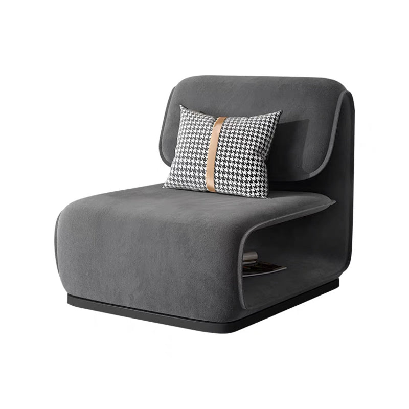 Armless Fixed Back Lounge Chair Modern Living Room Accent Chair Grey Flannel 1 Piece Clearhalo 'Accent Chairs' 'accent_chairs' 'Chairs & Seating' 'furn' 'furn_accent_chairs' 'Furniture' 'Living Room Furniture' 6535773