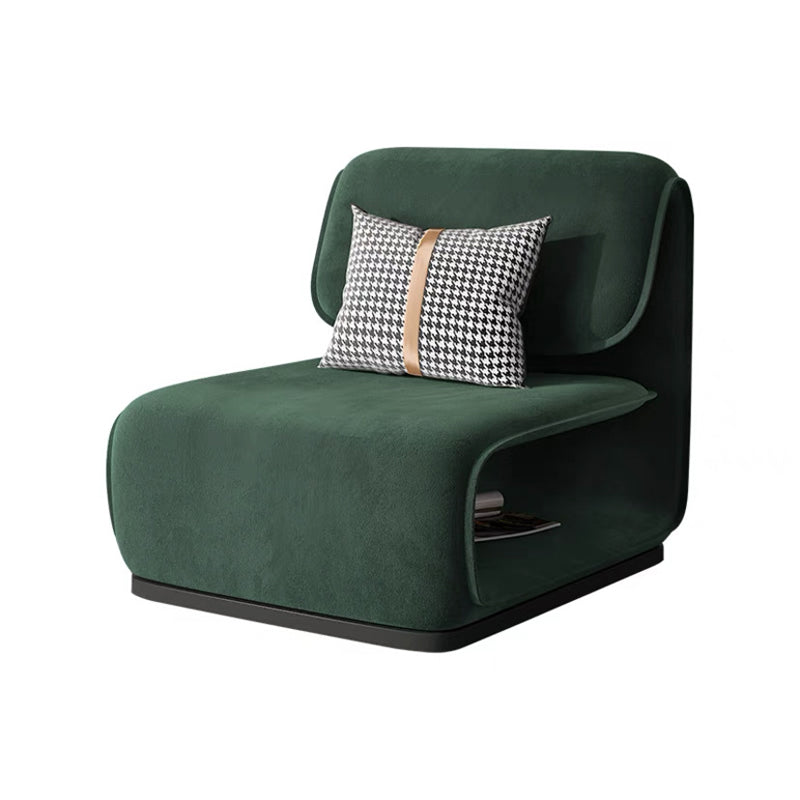 Armless Fixed Back Lounge Chair Modern Living Room Accent Chair Blackish Green Flannel 1 Piece Clearhalo 'Accent Chairs' 'accent_chairs' 'Chairs & Seating' 'furn' 'furn_accent_chairs' 'Furniture' 'Living Room Furniture' 6535774