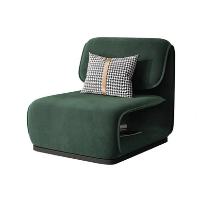 Armless Fixed Back Lounge Chair Modern Living Room Accent Chair Blackish Green Flannel 1 Piece Clearhalo 'Accent Chairs' 'accent_chairs' 'Chairs & Seating' 'furn' 'furn_accent_chairs' 'Furniture' 'Living Room Furniture' 6535774