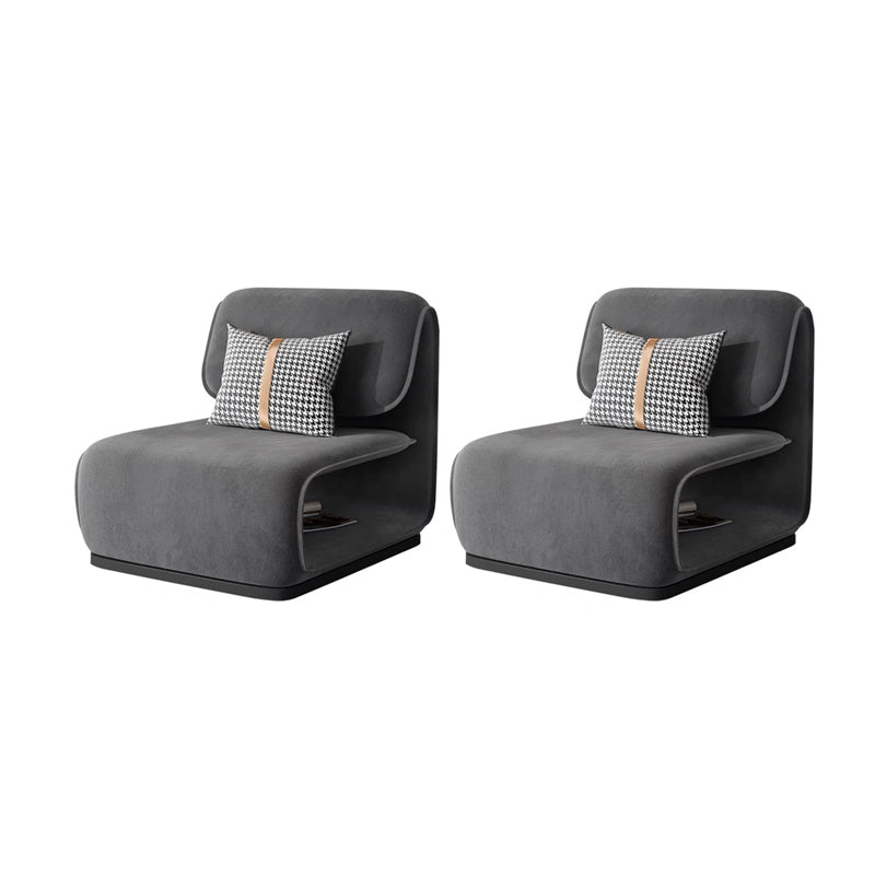 Armless Fixed Back Lounge Chair Modern Living Room Accent Chair Grey Flannel 2 Piece Set Clearhalo 'Accent Chairs' 'accent_chairs' 'Chairs & Seating' 'furn' 'furn_accent_chairs' 'Furniture' 'Living Room Furniture' 6535776