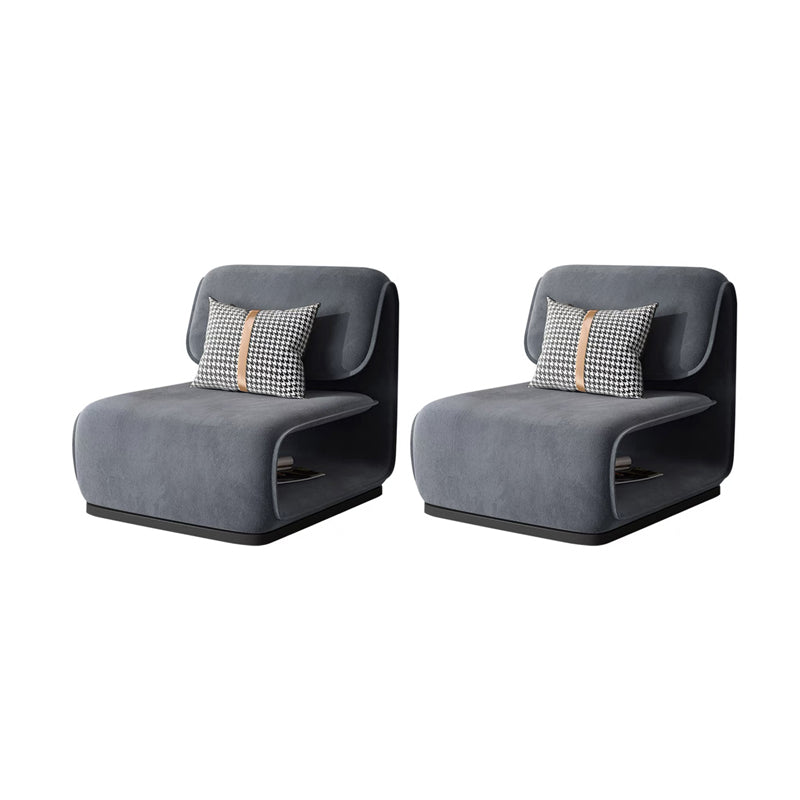 Armless Fixed Back Lounge Chair Modern Living Room Accent Chair Light Gray Flannel 2 Piece Set Clearhalo 'Accent Chairs' 'accent_chairs' 'Chairs & Seating' 'furn' 'furn_accent_chairs' 'Furniture' 'Living Room Furniture' 6535777