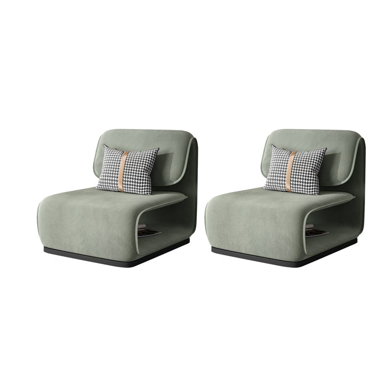 Armless Fixed Back Lounge Chair Modern Living Room Accent Chair Light Green Flannel 2 Piece Set Clearhalo 'Accent Chairs' 'accent_chairs' 'Chairs & Seating' 'furn' 'furn_accent_chairs' 'Furniture' 'Living Room Furniture' 6535779