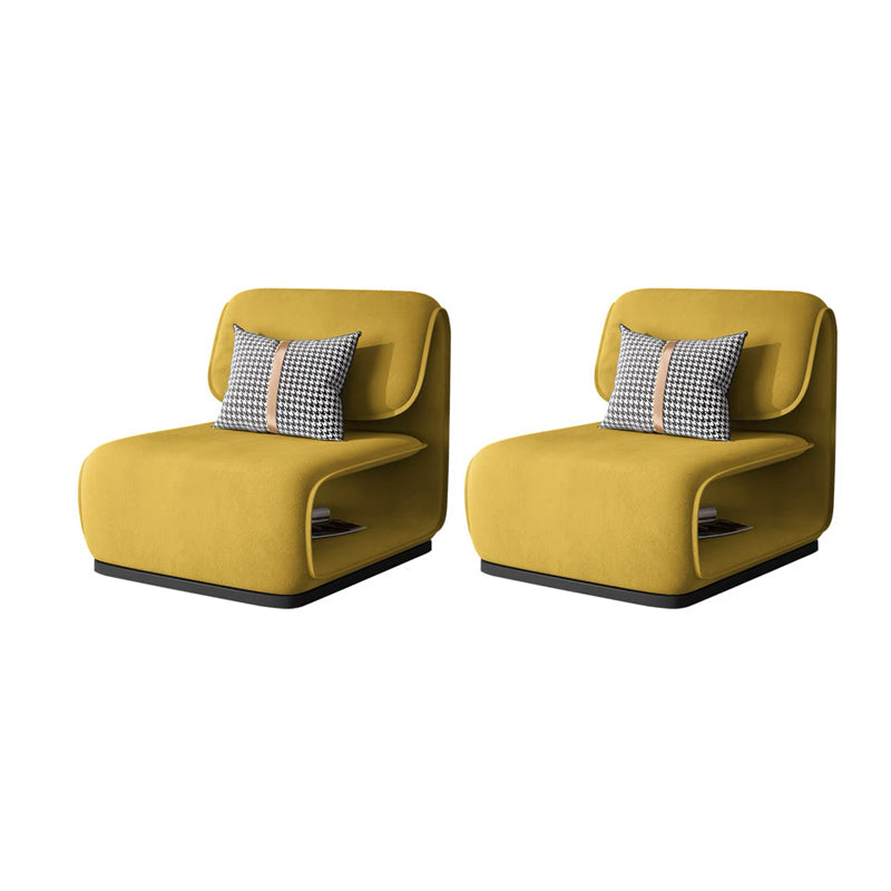 Armless Fixed Back Lounge Chair Modern Living Room Accent Chair Ginger Flannel 2 Piece Set Clearhalo 'Accent Chairs' 'accent_chairs' 'Chairs & Seating' 'furn' 'furn_accent_chairs' 'Furniture' 'Living Room Furniture' 6535782