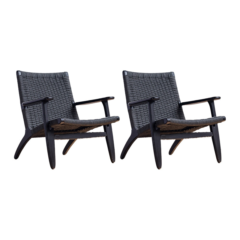 Mid-century Modern Accent Armchair Fixed Back Wood Armchair for Living Room Black Fabric 2 Piece Set Clearhalo 'Accent Chairs' 'accent_chairs' 'Chairs & Seating' 'furn' 'furn_accent_chairs' 'Furniture' 'Living Room Furniture' 6535816