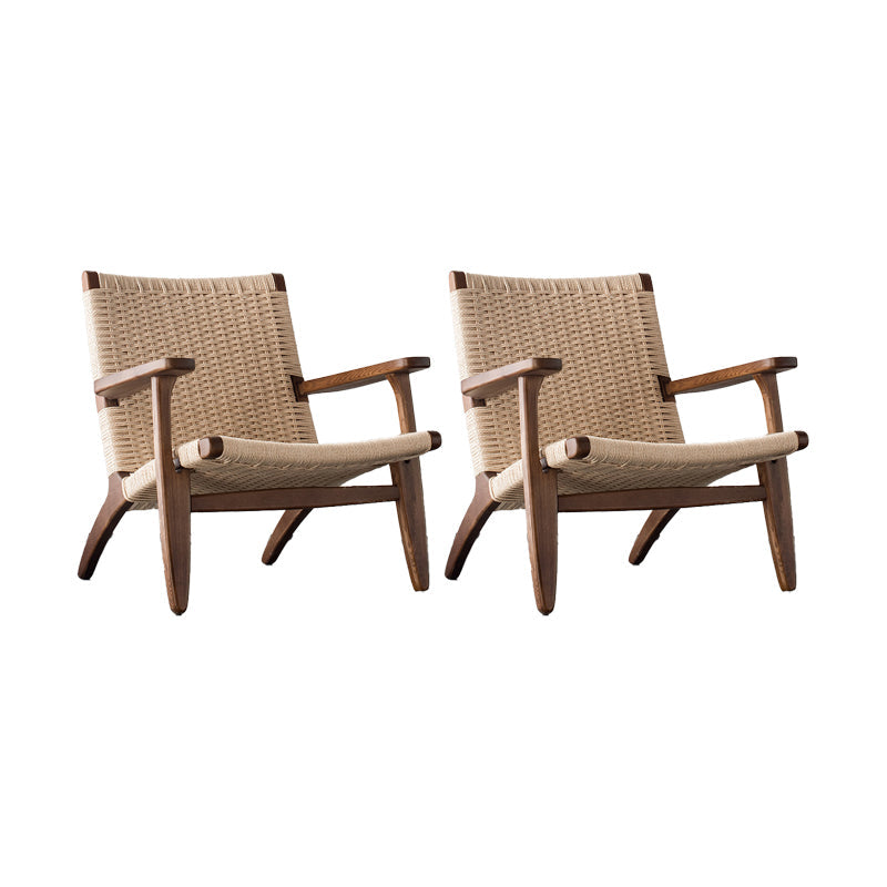 Mid-century Modern Accent Armchair Fixed Back Wood Armchair for Living Room Natural Wood Brown Fabric 2 Piece Set Clearhalo 'Accent Chairs' 'accent_chairs' 'Chairs & Seating' 'furn' 'furn_accent_chairs' 'Furniture' 'Living Room Furniture' 6535822