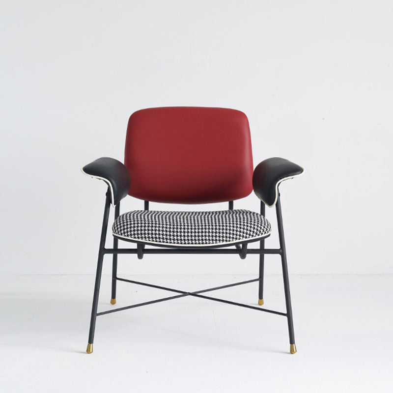 Mid-century Modern Accent Armchair Fixed Back Armchair for Living Room Red Cotton and Linen 1 Piece Clearhalo 'Accent Chairs' 'accent_chairs' 'Chairs & Seating' 'furn' 'furn_accent_chairs' 'Furniture' 'Living Room Furniture' 6535831