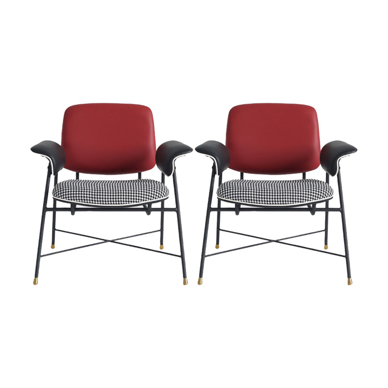 Mid-century Modern Accent Armchair Fixed Back Armchair for Living Room Red Cotton and Linen 2 Piece Set Clearhalo 'Accent Chairs' 'accent_chairs' 'Chairs & Seating' 'furn' 'furn_accent_chairs' 'Furniture' 'Living Room Furniture' 6535832