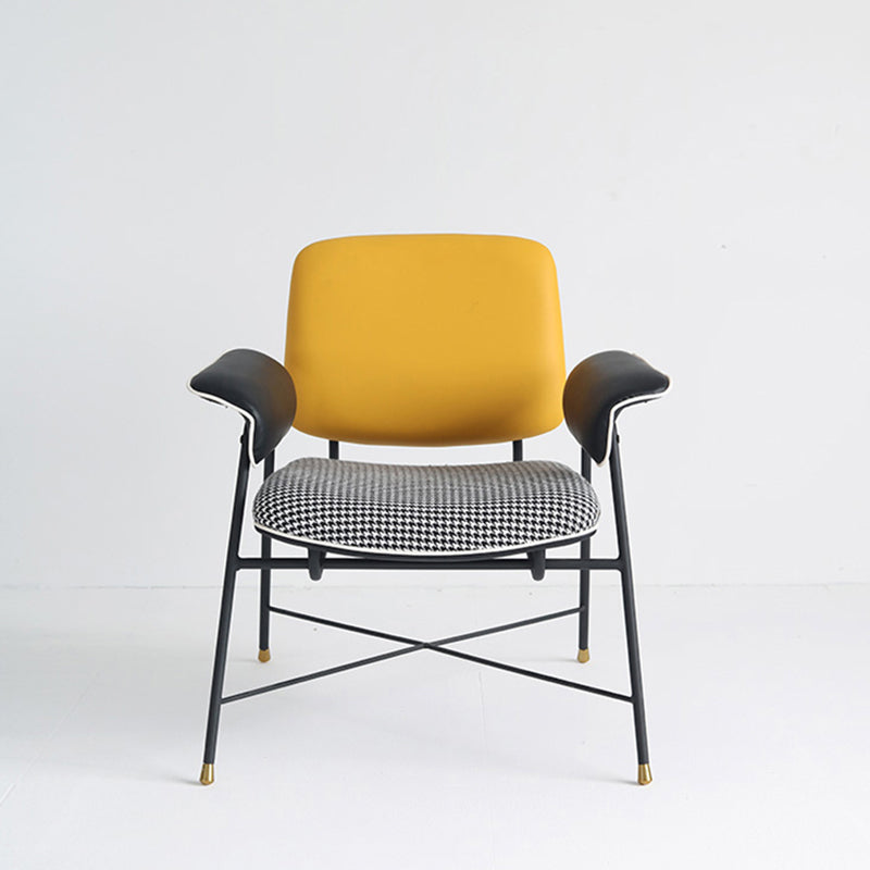 Mid-century Modern Accent Armchair Fixed Back Armchair for Living Room Yellow Cotton and Linen 1 Piece Clearhalo 'Accent Chairs' 'accent_chairs' 'Chairs & Seating' 'furn' 'furn_accent_chairs' 'Furniture' 'Living Room Furniture' 6535834